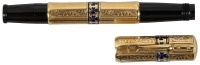 [ASTORIA]: Gold-Plated Safety Fountain Pen, Octagonal Barrel, Niello Clover Motif