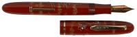 PLATINUM: Red Lacquer Bird and Cherry Blossoms Maki-e and Aogai Shell Vintage Fountain Pen