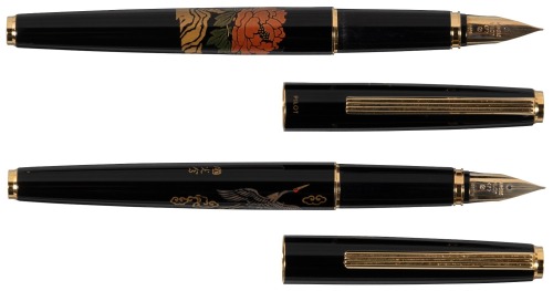 PILOT: Chrysanthemum and Crane: Lot of Two Maki-e Fountain Pens