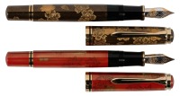 PELIKAN: M800 Cherry Blossom [and] M800 Autumn Leaves Pair of Limited Edition Maki-e Fountain Pens