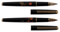 PILOT-NAMIKI: Nadeshiko (Dianthus Flower) Maki-e Fountain Pens * Lot of Two