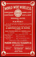 Flyer advertising wireless transmission to Hawaii from the mainland U.S.