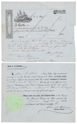Discharge document for sailor from the U.S. Sloop of War Preble