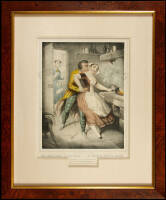 Three framed color lithographs - passion in the kitchen, and boyfriend on the barrel