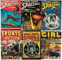 [SPEED CARTER] SPACEMAN Nos. 2, 4 and 5 * SPORTS ACTION No. 10 * WORLD'S GREATEST SONGS No. 1 * GIRL COMICS No. 6 * Lot of Six Comics