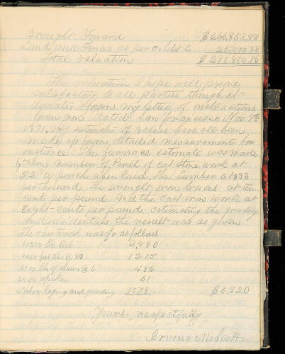 "Manifold Writer" with carbon copies of letters written by Irving Murray Scott regarding economic analysis of a quicksilver mine