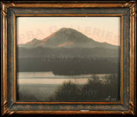 Hand-colored photograph of Mount Ranier