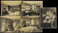 Lot of 14 silver photographs of the interior of an early 20th century home