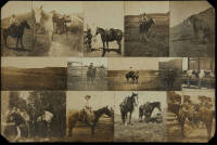 Collection of photographs and lithographs of Native Americans and Cowboys in collage style