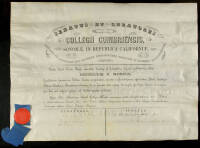 Engraved diploma from Collegii Cumbriensis, Sonomae, in Republica Californiae