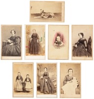 Eight cartes-de-visite from San Francisco photographers, seven of women and/or children and one of a dog