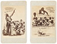 Trubble in de Church - two albumen photographs of lithographs