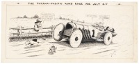 Original pen-&-ink drawing of "The Panama-Pacific Road Race for July 4th"