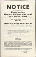 Notice. Headquarters Western Defense Command and Fourth Army, Presidio of San Francisco, California, May 5, 1942. Civilian Exclusion Order No. 41