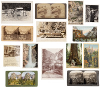 Collection of approx. 125 postcards, stereoviews, small photographs, and other pictorial items relating to Yosemite