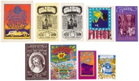 Eight handbills for Bay Area music events