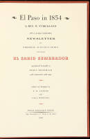 El Paso in 1854...With a 30-Page Handwritten Newsletter by Frederic Augustus Percy Entitled El Sabio Sembrador...