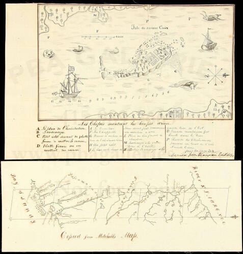 Autograph Letter signed by Egbert Benson, + 13-page manuscript article + 4 manuscript maps, all relating to the St. Croix Boundary Dispute