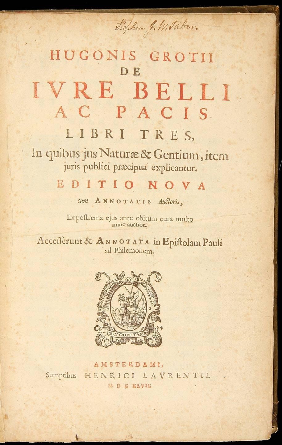 De Jure Belli Ac Pacis Libri Tres - $200 - $300