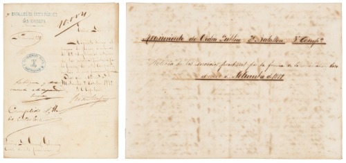 Manuscript roster of a Company in the 2nd "Battallon de Orden Publico" in Cuba of black, white and Chinese soldiers at the start of the Little War (Guerra Chiquita) between Cuban rebels and Spain
