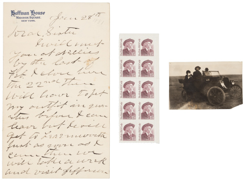 Autograph letter signed by Buffalo Bill to his sister [with] photograph of Buffalo Bill's family