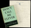 Don't Call Me Clever! [Also included is an archive of letters from the author]