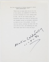 Signed typed excerpt from God's Little Acre