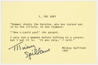 Signed typed excerpt from I,The Jury