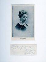 Note signed by author Mary Mapes Dodge, with portrait
