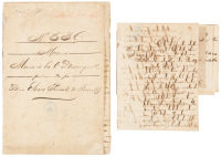 Legal file relating to a manumitted slave who is not being supplied proper documents or a promised stipend - with the slave's original receipts for payment in gold