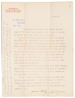 Stencil typescript letter signed by Indian trader John B. Moore, to John M. Long in Eaton, Indiana, sending a copy of his first Navajo catalogue (not present) and offering for sale the rugs and blankets listed therein
