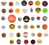 Forty counterculture buttons