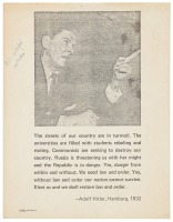 Broadside featuring Ronald Reagan and Hitler quote