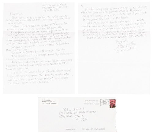 Steve Ditko Handwritten Letter to Publisher Mel Smith, November 22, 2014 * "Different Times Involve Different Thinking"