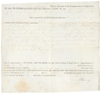 Land Grant signed by Patrick Henry