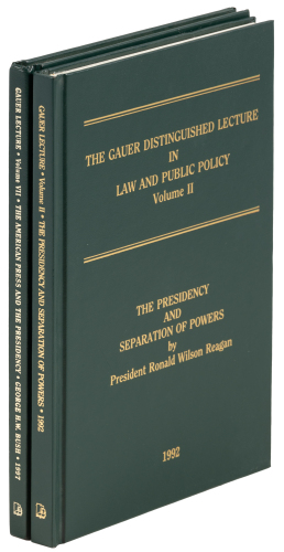 The Gauer Distinguished Lecture in Law and Public Policy, signed by R. Reagan & G.H.W. Bush