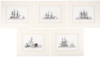 Eleven copper-engravings of ships by Jean-J&eacute;r&ocirc;me Baugaen