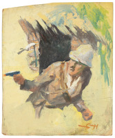 COMPLETE STORIES Preliminary Cover Sketch in Oils by Gayle Hoskins