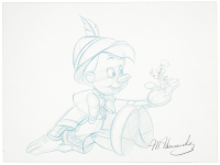 Original sketch of Pinocchio and Jiminy Cricket