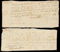 Lot of 6 vouchers (4 partially printed, 2 manuscript) for the requisition of supplies for Continental Army troops.