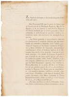 Spanish decree rewarding loyalty to Spain during struggle for Venezuelan independence