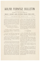 Solar Furnace Bulletin: Devoted to the development of heat, light and power from the sun