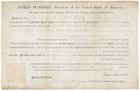 Land grant signed by James Madison