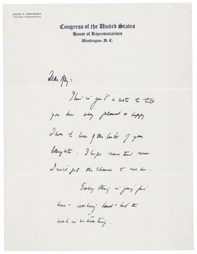 Autograph letter signed by John F. Kennedy with signed envelope