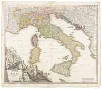 Statuum totius Italiae novissima repraesentatio geograhica simul exhibens insulas Siciliae Sardiniae Corsicae et Maltae conante&hellip;