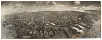 Photograph of San Francisco in Ruins from Lawrence Captive Airship, 2000 Feet Above San Francisco Bay Overlooking Waterfront, [Sunset over Golden Gate]