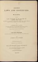 Ancient Laws and Institutes of Wales; Comprising Laws Supposed to be Enacted by Howel the Good...and Anomalous Laws