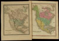 Two engraved, hand-colored maps of North America from the 19th century