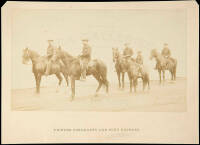 Albumen photograph titled "Pioneer Emigrants and Pony Express"