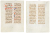 Two late medieval manuscript leaves